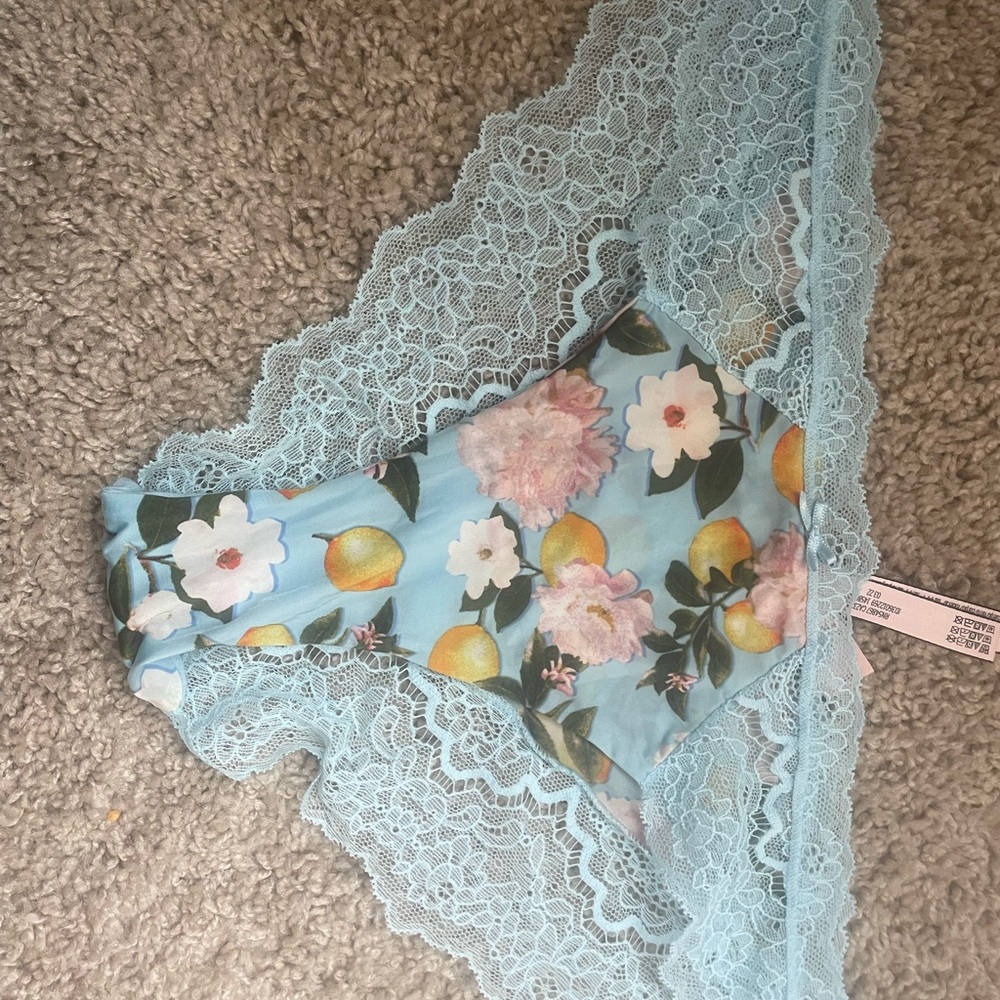 Victoria's Secret Blue Floral Lace Panties